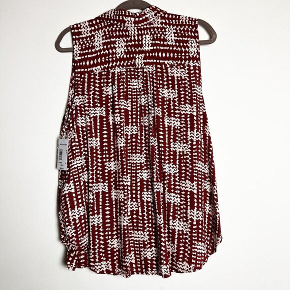 Caffe’ Marrakesh Pintuck Lace Tank Maroon Cream NWT Women’s M - Picture 5 of 9